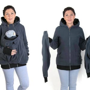 NEW LUNA  3in1 babywearing jacket Maternity Kangaroo  carrier for Mom and Baby, baby carrying coat Graphite/Black NP01/A