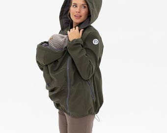 Enigma 5in1 BACK/FRONT Softshell Babywearing jacket,  carrier jacket, KHAKI