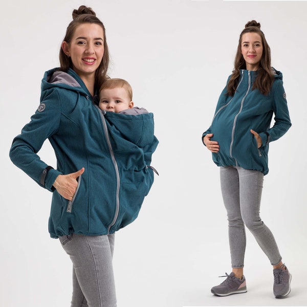 FUN2BEMUM Enigma 3in1 Tragejacke Softshell Babytragejacke PETROL MELANGE