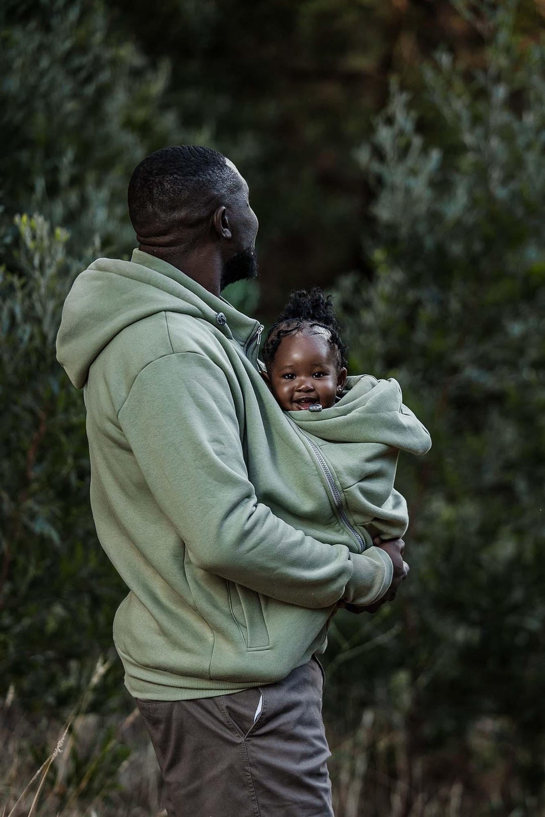 3in1 TOMY Front/back MENS Babywearing Jacket for Dads Multifunctional  Kangaroo Hoodie for Baby Carrying OLIVE, Christmas Gift for Dad