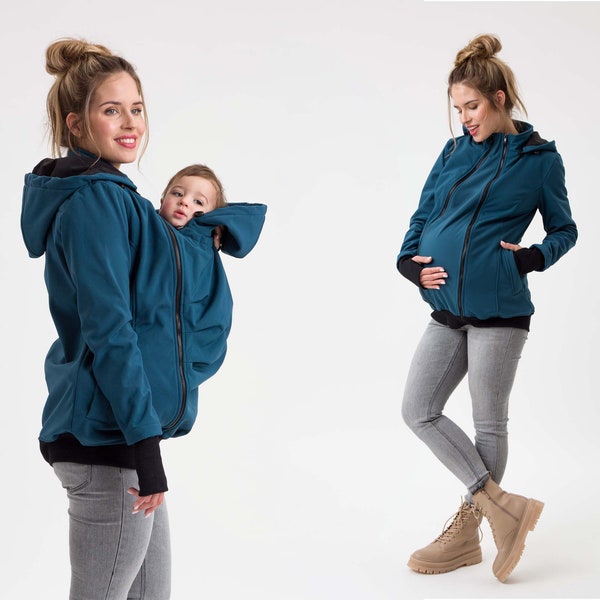 FUN2BEMUM EVEREST 3in Softshell Jacke mit Baby Tragefunktion vorne Petrol