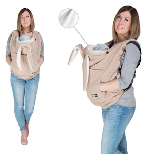 Funda de porteo de conejito de tela de peluche, Funda de polar para portabebés, Funda portabebés Cappuccino