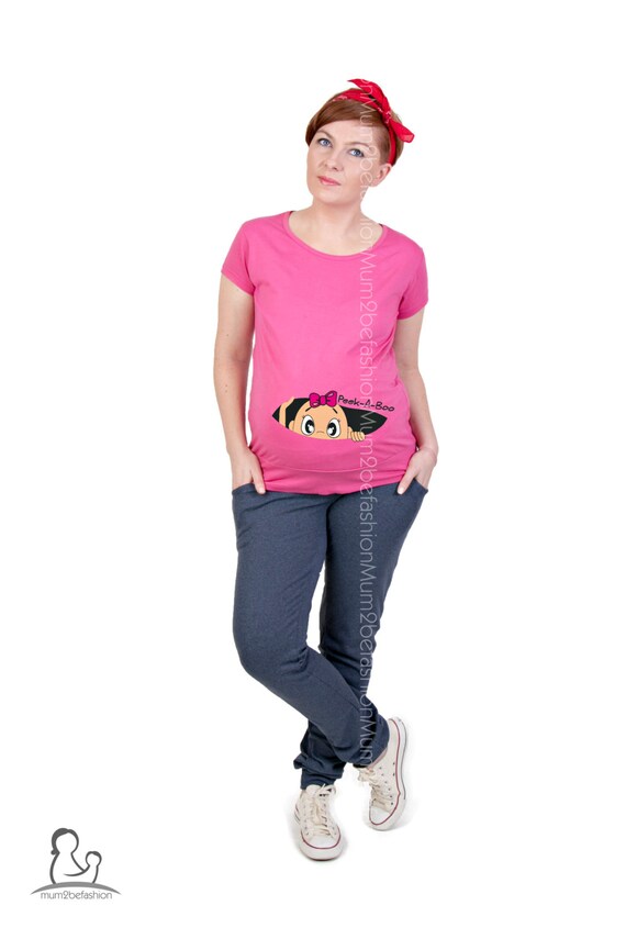 Peek a boo GIRL Maternity T shirt Clothes Maternity Clothing