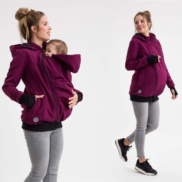 FUN2BEMUM EVEREST 3in1 Softshell Jacke mit Baby Tragefunktion Burgund