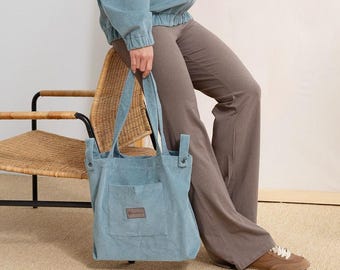 Corduroy Shoulder  Bag for Mom, Stroller Bag, Tote Bag for Women, New Mom gift, Shopping Bag, Baby Hospital Organiser, Travel Accessories