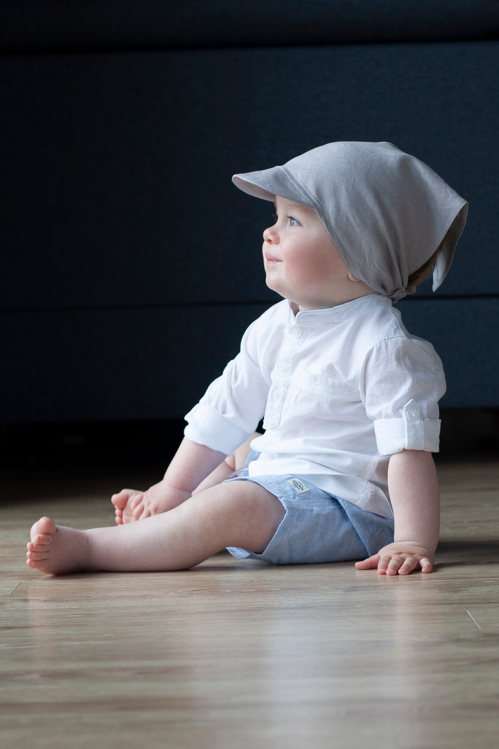 Babywearing Linen Baby Hat With a Soft Brim Double Adjustment Etsy