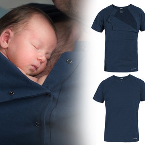Camiseta de algodón para papá con efecto piel con piel de canguro, regalo de Navidad