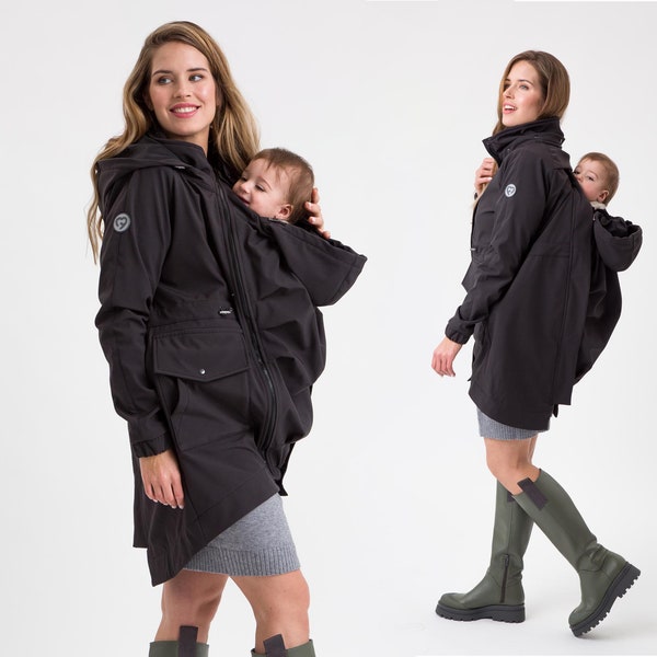 5in1 Babywearing Parka Coat , maternity coat, FRONT/BACK carrying jacket, multifunction, baby carrier , Black