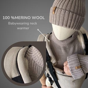 Calentador de cuello alto de lana merino para portabebés para adultos, funda de cuello de invierno, calentador de cuello transpirable para portabebés