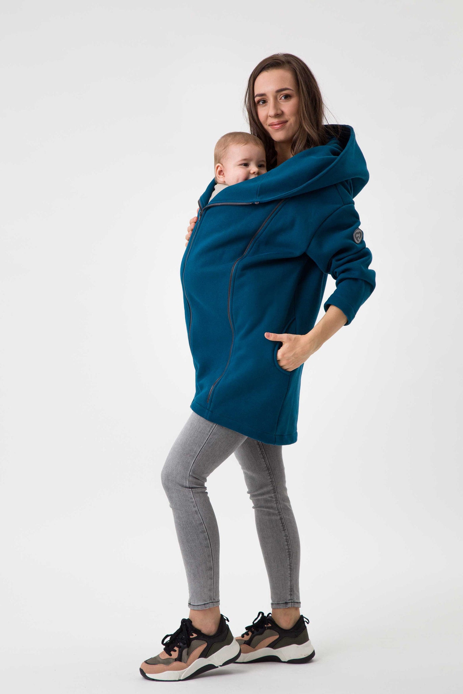 KAYA Babywearing Maternity Coat Jacket Street Style Babycarrier Warmer Front/back Carry PETROL