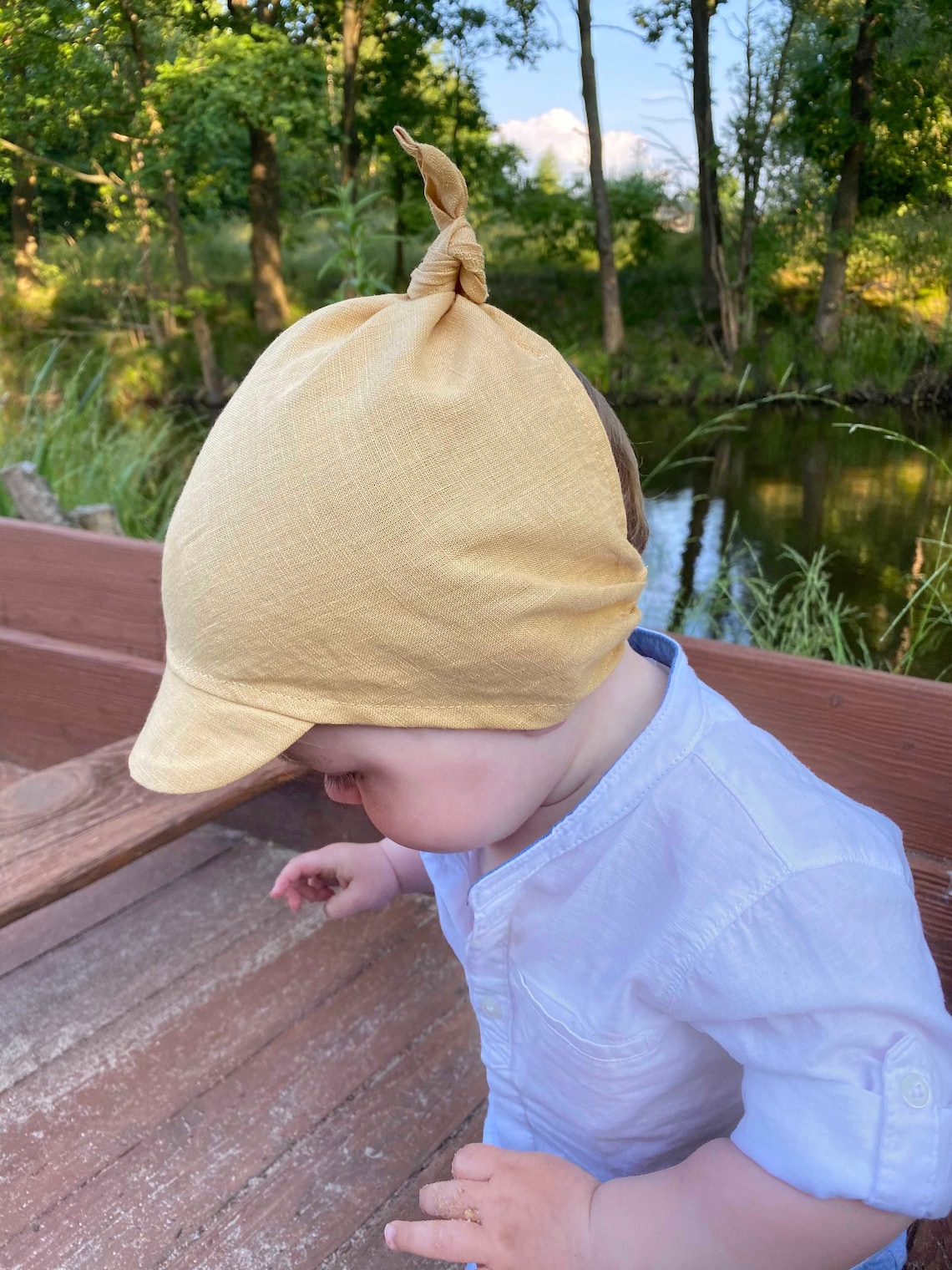 Babywearing Linen baby hat with a soft brim double adjustment Etsy