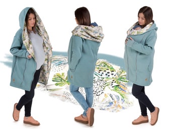 Casaco de maternidade KAYA Babywearing, jaqueta estilo rua, canguru para bebê, aquecedor frontal/traseiro, cor MENTA