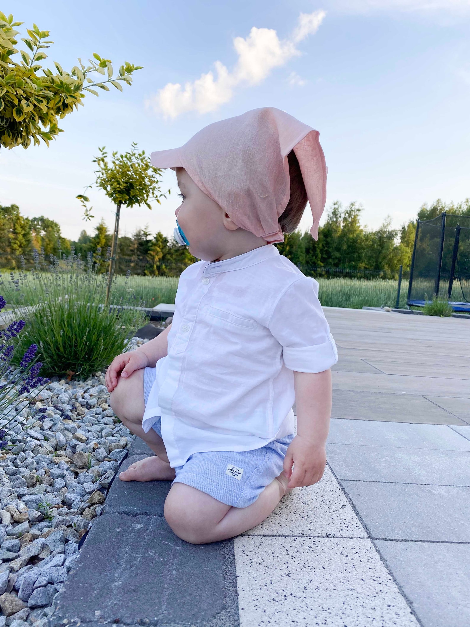 Babywearing Linen baby hat with a soft brim double adjustment Etsy