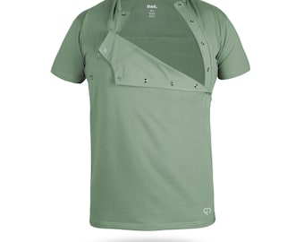 Kangaroo Skin to Skin Bonding Care T-shirt voor DAD Katoenen shirt nieuwe vader GROEN, kerstcadeau