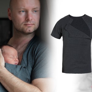 Camiseta de cuidado piel con piel de canguro para PAPÁ Algodón GRAFITO, regalo de Navidad