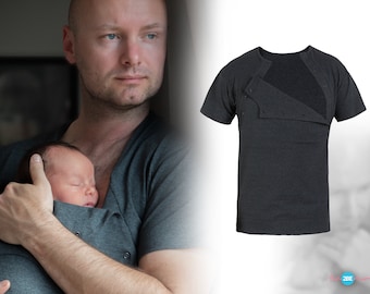 T-shirt kangourou peau à peau pour papa coton GRAPHITE