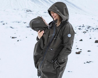 Parka de portage 5 en 1, manteau de maternité, veste de portage AVANT/ARRIÈRE, multifonction, porte-bébé, KAKI