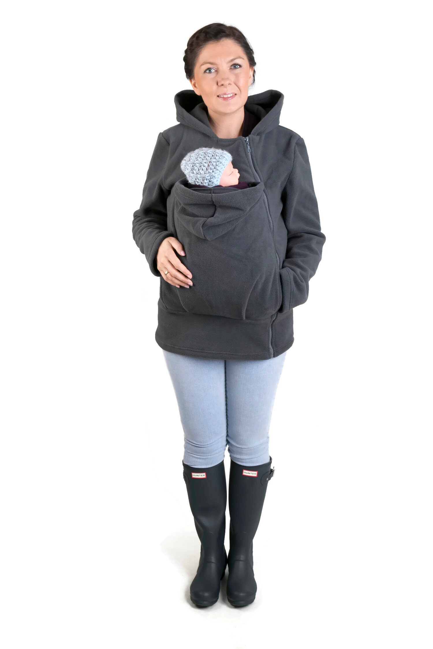 Veste à capuche fonctionnelle pour femme, porte-bébé, EA kangourou