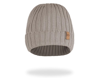 Merinowollen herfstmuts voor volwassenen – gebreide muts UNISEX, hypoallergene muts, kerstcadeau