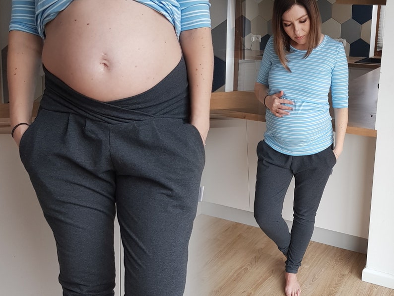 Maternity Trousers\/Maternity Pants under-the-bump jersey Graphite