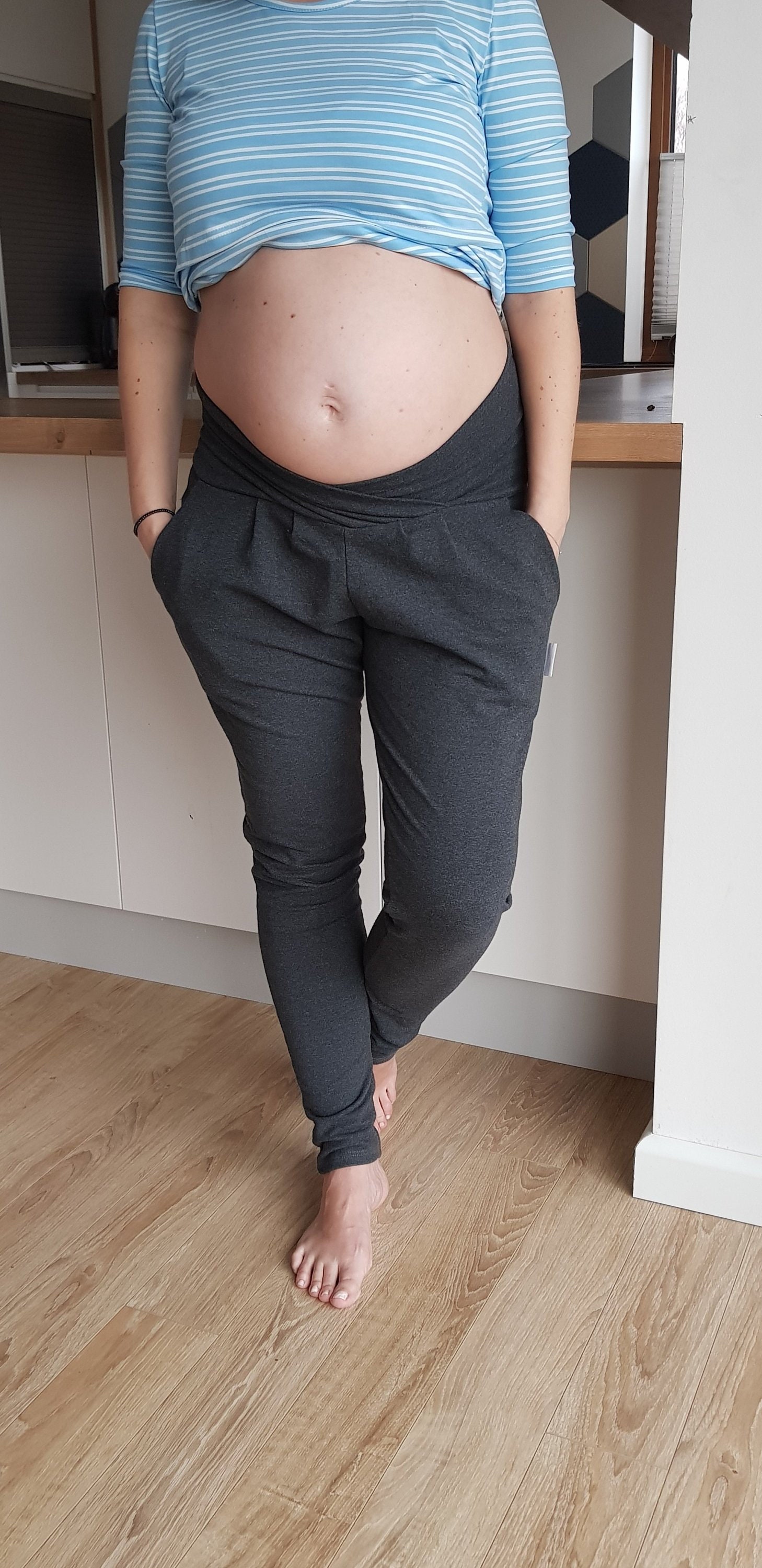 Maternity Trousers/maternity Pants Under-the-bump Jersey Graphite