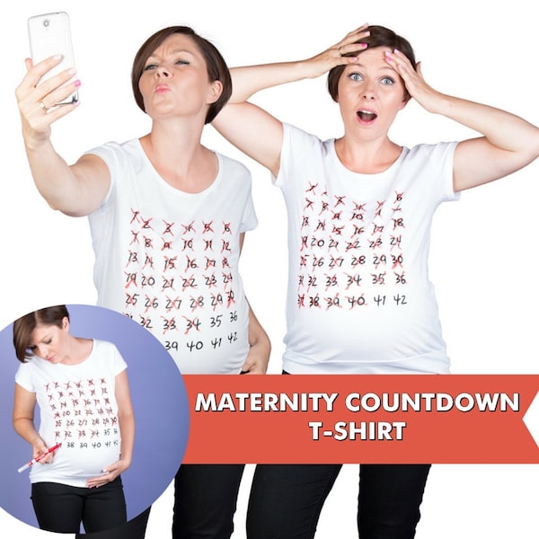 Semaine par semaine T-shirt de compte à rebours de maternité T-shirt de calendrier hebdomadaire T-shirt de bosse de grossesse