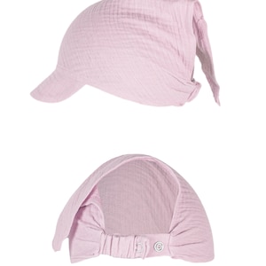 Babytragen Babymütze aus Muslin Kopftuch mit doppeltem Verstellsystem, Mütze, Sonnenhut, Kopfbedeckung Dirty Pink