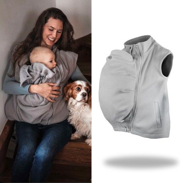 Maternity babywearing sleeveless cotton fleece vest, jacket, sweatshirt for baby carriers 4 in 1 - POLARIS