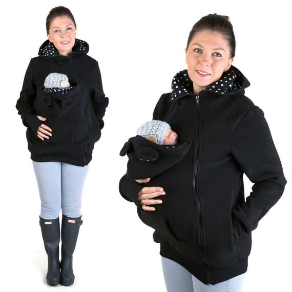 FUN2BEMUM Little Bear Hoodie//Pullover for Baby Carriers NP02//A Graphite//Black