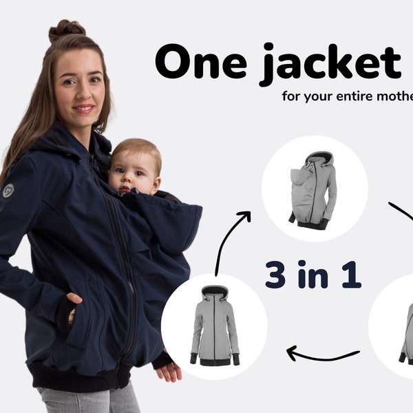 EVEREST 3in Softshell Tragejacke Jacke mit Baby Tragefunktion VORNE