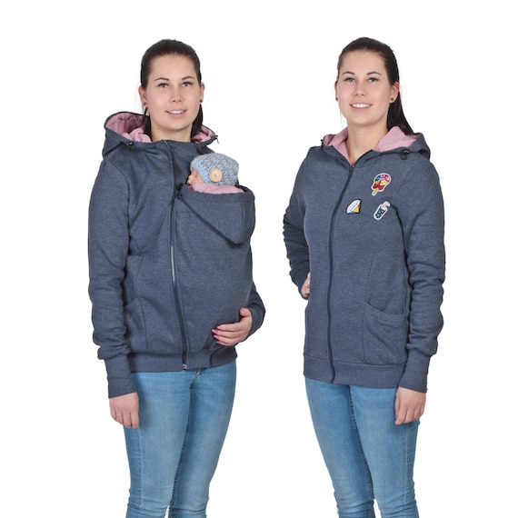 mom and baby hoodie carrier