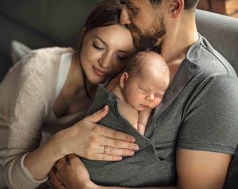 Kangoeroe huid op huid T-shirt met verzorgende verzorging voor DAD Katoen, ziekenhuistas, nieuwe vader