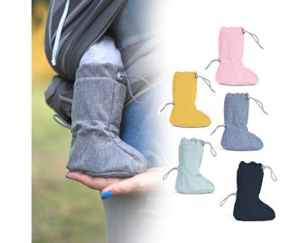 Fun2bemum 0-1 year Babywearing softshell boots, stay-put booties, carrier footwear, sling shoes, lined with polar fleece