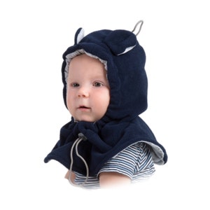 0-4 years Hooded Cowl baby hat,baby bear ears, bear hat, Toddler Neck Warmer, Kid Winter, Baby boy hat, baby hood, newborn balaclava NAVY