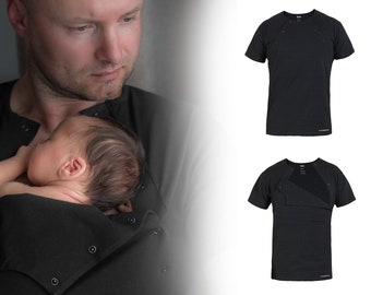 Kangaroo Skin to Skin Bonding Care T-shirt voor DAD Cotton BLACK, kerstcadeau