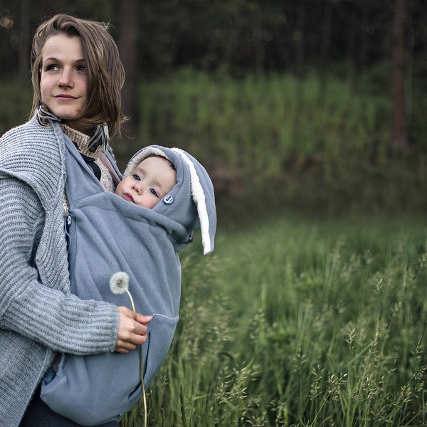 Babycarrier cover, Bunny plush fabric Babywearing cover, Polar fleece cover for carriers, GREY