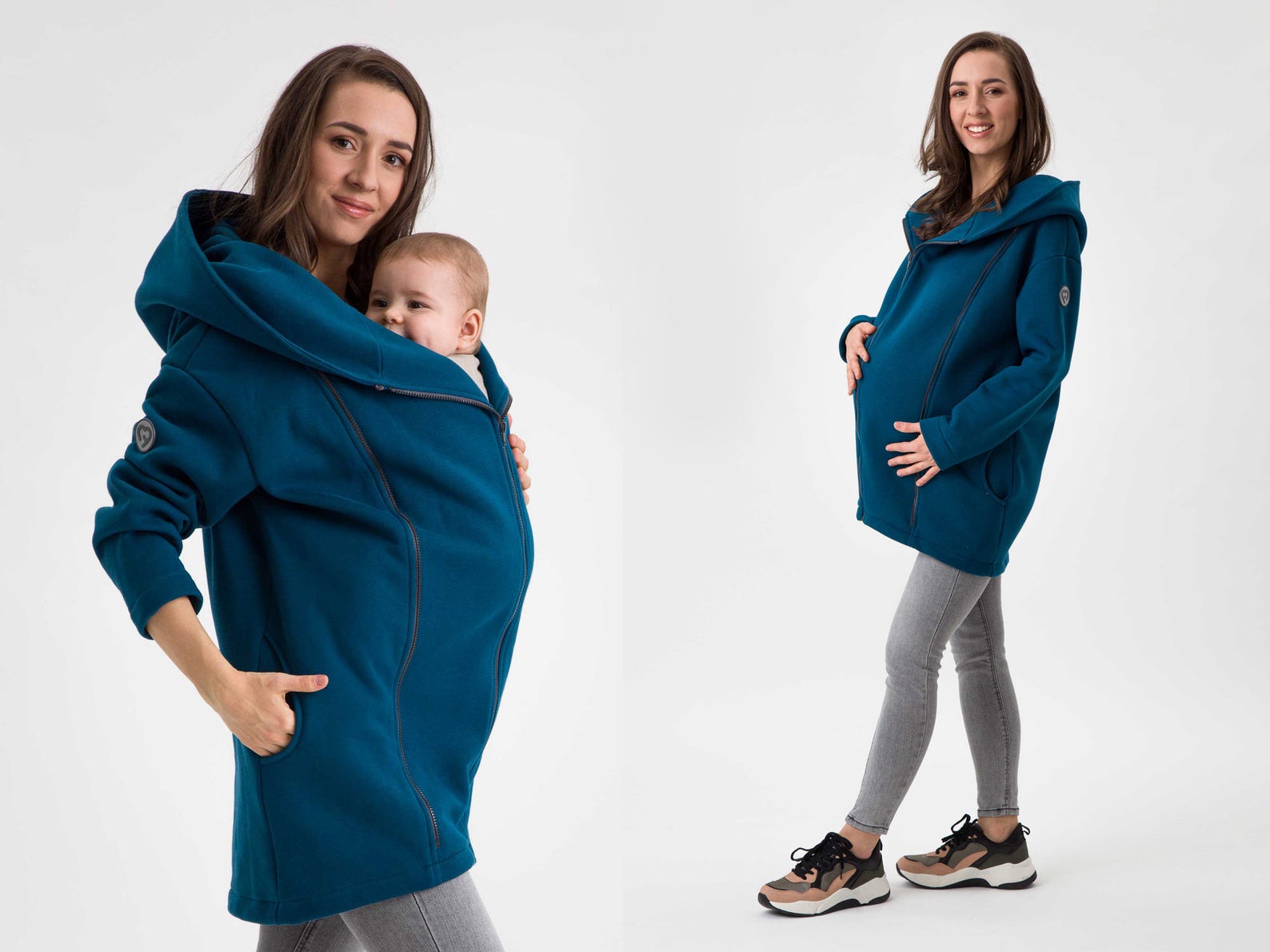 KAYA Babywearing Maternity Coat Jacket Street Style Babycarrier Warmer Front/back Carry PETROL