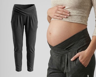 Pantalon de grossesse pour femme sous le ventre Pantalon de grossesse en jersey stretch Graphite
