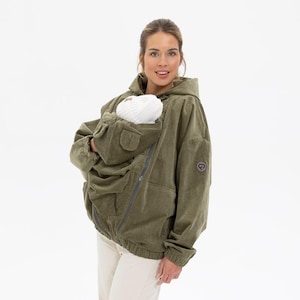 3-in-1 Corduroy Bomber Jacket for Pregnancy and Babywearing, Oversized, OLIVE