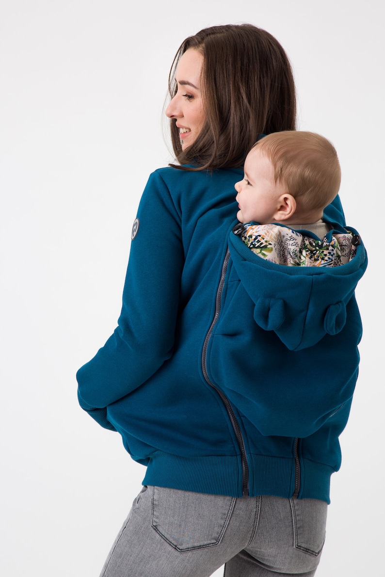 POLA Tragejacke Tragepullover Vorne/Hinten für Mama & Baby PETROL Bild 7