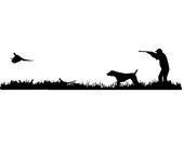 Rooster Pheasant Bird Dog Upland Hunting Scene Decal