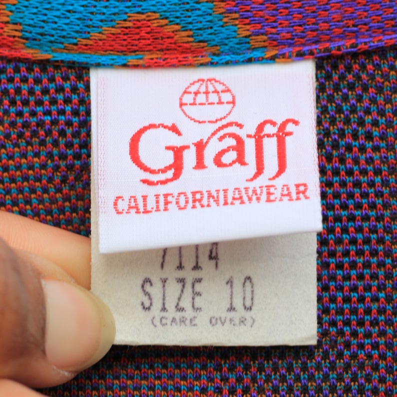 Vintage 1980s Graff Womens Large Tribal Pattern Sweater Cardigan