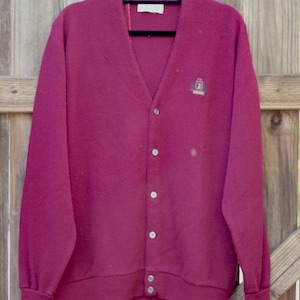 1990&#39;s IZOD Lacoste Burgundy Cardigan