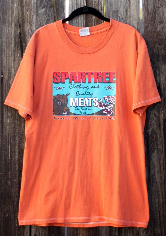 Vintage 1980s Spartree Meats Truck Stop Mens Orang