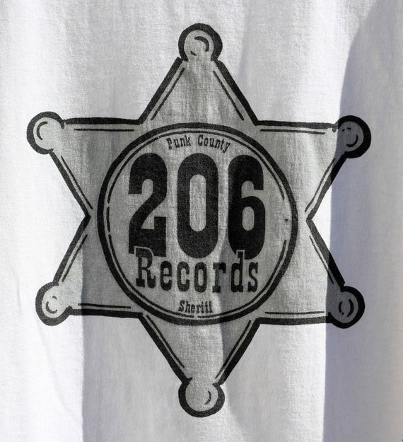 Vintage 1990s 206 records White and blue Mens XL … - image 2