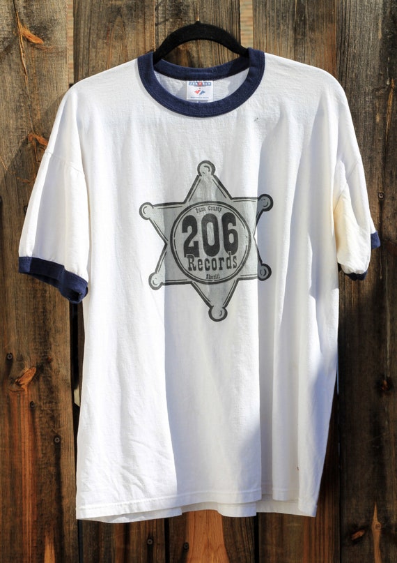 Vintage 1990s 206 records White and blue Mens XL … - image 1