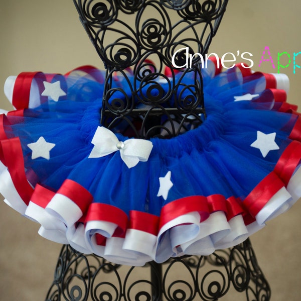 Patriotic Red White Blue 4th of July Tutu Ribbon