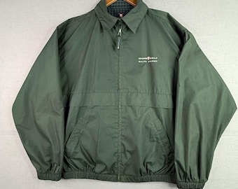 Vtg Chaps Ralph Lauren Golf Full Zip Jacket Mens Sz M Green RL Crest Embroidered