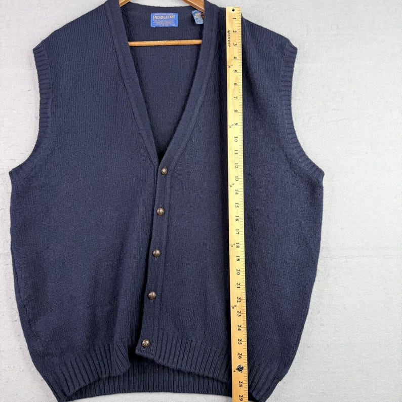 Vintage Pendleton Sweater Vest Mens Large Blue Shetland Wool Button Front immagine 4