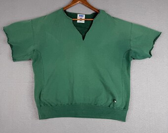 Vintage Russell Pro Cotton Sweatshirt Adult XL Green Gym Pullover Distressed USA
